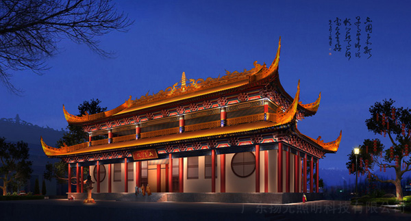 觀(guān)音寺古建筑夜景照明設(shè)計(jì)效果圖